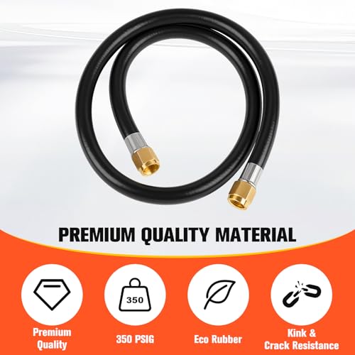 Image of Wadoy RV Propane Hose Connector Assembly 3 Foot - 3 /8 inch Female Flare x 3 /8 inch Female Flare Quick Connect Hose 59913 (Total length 3.28ft) 2 Pack