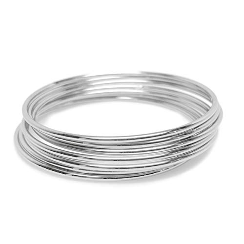 Thin Stainless Steel Bangle Bracelet Plain Round Set of 72