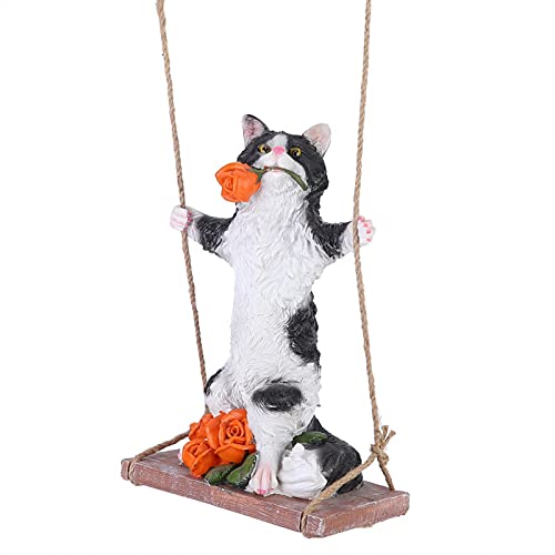 Garden Yard Statue, Cute Resin Animal Statue, Tree Hanging Decor, voor Park Garden Yard(Black cat on swing) - Image 6