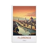 HSAYYIII Florenz Italien Vintage-Reiseposter, 30 x 45 cm, 