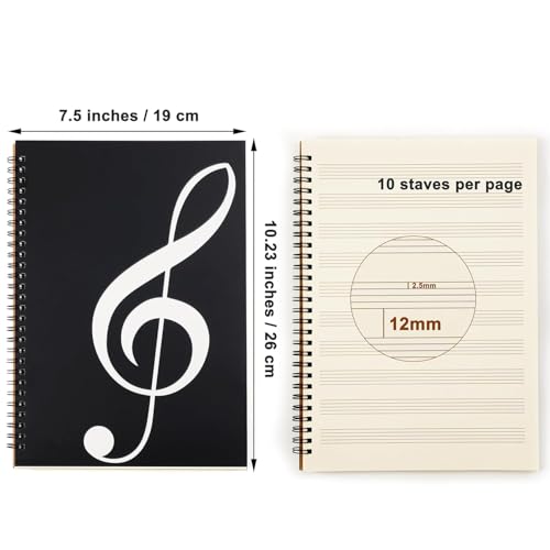 XinYangMao Leeres Musik Notizbuch A5, 50 Seiten Notenpapier - Spiralbindung Notenbuch für Komponieren, Klavier, Geige & Musikunterricht - Notenblatt Zubehör für Musiker & Studenten