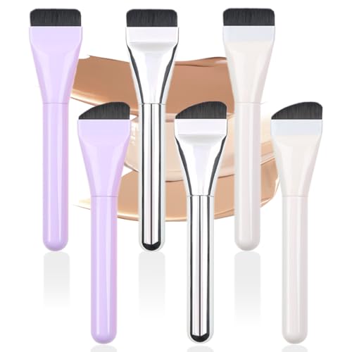 Brocha Plana para Contorno, 6 piezas, planas, ultrafinas, correctoras, Brochas para Base Suave y Densa, Durabilidad y Versatilidad Superior, Ideal para Base, Polvos, Cremas y Líquidos