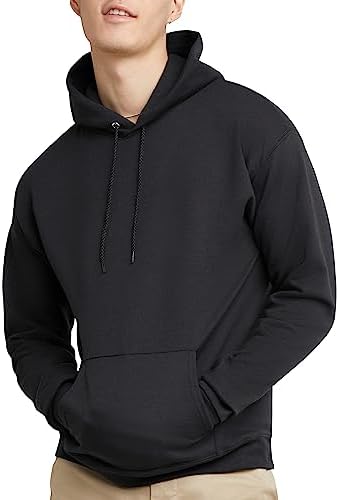 Hanes Men's Pullover EcoSmart Hooded Sweatshirt, Black, Large