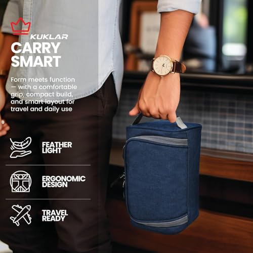 Image of KUKLAR Large Travel Toiletry Bag for Men, Water-Resistant Canvas Dopp Kit with Front Zipper Pocket, Portable Bathroom Hygiene & Grooming Organizer Bag for Vacation & Gym(Navy Blue)