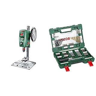 Bosch PBD 40 Trapano a Colonna, 710 W, per Acciaio e Legno, 13 mm e 40 mm, in Cartone + 2607017195 Set di Punte, Trapano e Chiavi, 91 pezzi