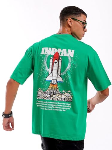 Image of THE INDIAN GARAGE CO Men Boxy Oversized Graphic Back Printed Round Neck Tshirt