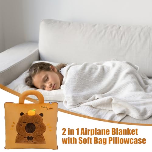 Couverture capybara 2 en 1 convertible avec oreiller de voyage compact - 8