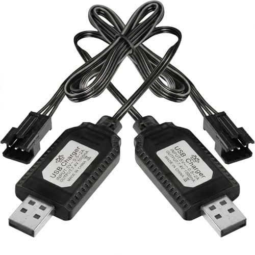 Chargeur LiPo 7.4V 2S Câble de Charge USB avec Connecteur SM-3P Sortie 1000mAh Lot de 2, Câble RC 2S LiPo Universel pour Voiture RC Drone, Chargeur Voiture...