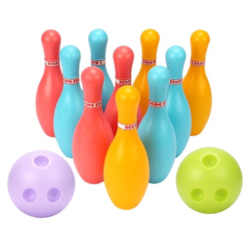 Takingup Jeux de Bowling pour Enfants, Ensemble de Jouets Bowling en Plastique intérieur et extérieur avec 10 quilles et 2 balles-Jouet éducatif précoce...
