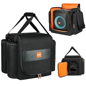 Carrying Case Travel Bag Compatible with JBL Partybox Encore Essential,Portable Speaker Tote Bag fits for Encore with Shoulder Strap & Extra Pockets for Microphone,Charger,Cable,Accessories(Black)