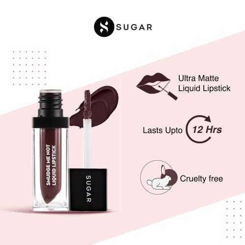 Image of SUGAR Cosmetics Smudge Me Not Liquid Lipsticks for Women | Transferproof & Waterproof | Lasts 12+ Hours | Matte Lipstick | 4.5ml - 27 Brown Crown (Plum Brown)