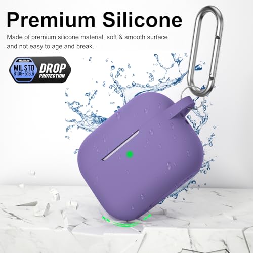 Image of for AirPods Pro 2nd 1st Generation Case Cover with Keychain, Protective Soft Silicone Skin Accessories for Apple AirPods Pro Charging Case 2022 /2019, Front LED Visible, Lavender