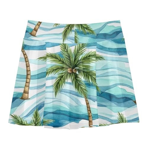 Joisal Tropical Palm Trees Green Beach Toddler Tennis Skirts Outfit Girls Skorts Athletic Shorts Little Girl 4t2