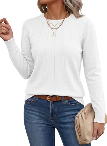 Image of SHEWIN Womens Sweaters 2026 Casual Crewneck Long Sleeve Lightweight Knit Pullover Sweater Tops Fall Clothes