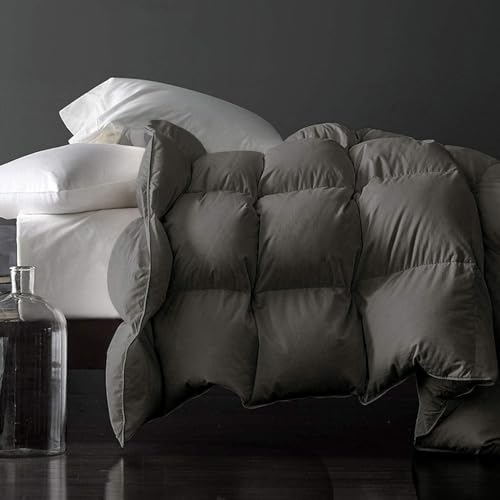 Image of Royoliving Premium Feathers Down Duvet Insert Comforter Queen Size All Season Medium Warmth Charcoal Grey 100% Cotton Cover with Corner Tabs (90x90, 50 oz)