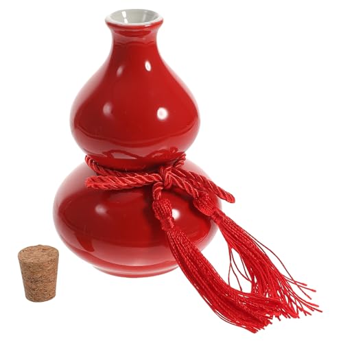 Gatuida Botella de Vino de Calabaza Cerámica 2 Liang y Medio Recipiente Decorativo para Licor Sellado Almacenamiento para Brandy Whisky y Ron Tarro Tradicional para Uso Doméstico