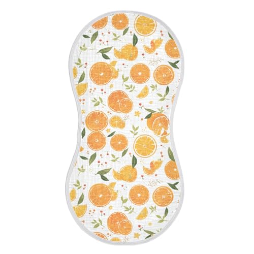 White Minimalist Fruits Oranges Cotton Muslin Baby Burp Cloths Soft and Absorbent Milk Spit Up Cloth for Unisex Set of 2, 22x11in2