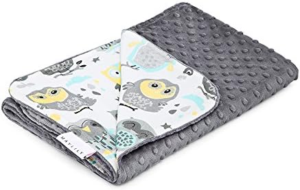 MayLily® Premium | Regular Baby Blanket | Bamboo/Minky | 95x75cm | Made in EU | Available in Many Colors (Gray Owls/Graphite)