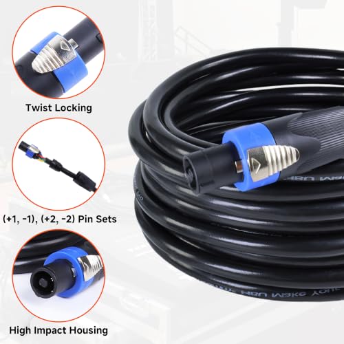 Image of 25 Feet Speakon to Bare Wire Cable, Pack of 1 Open End 4 Conductor | 25ft NL4FC Speak-ON Cables, 4 Conductors Speaker Male Wires, High Load Stage, Tour, Chuchero, Mids, Tweeters Audio Setups