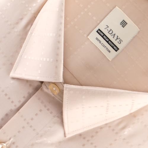 Image of 7-DAYS Men's Premium Formal Shirts - Regular Fit, Full Sleeve, 100% Pure Cotton, Self-Design, with Pocket - Stylish Office Shirts for Men