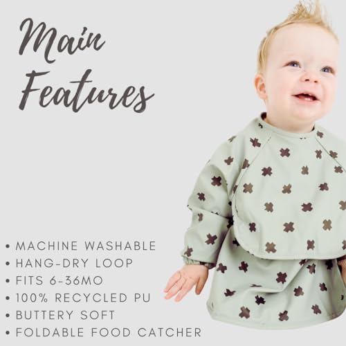 Zoe & Co Baby Bibs for Eating w/Pocket | Premium Soft Waterproof Bibs | Cute Toddler Bibs 6-36mo | Hang Dry Long Sleeve Bib2