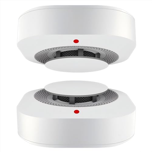 COPWTOV Photoelectric Smoke Detector – Smoke Alarms for Home with LED Light & Test/Silence Button, Conforms EN14604 (2-Pack)