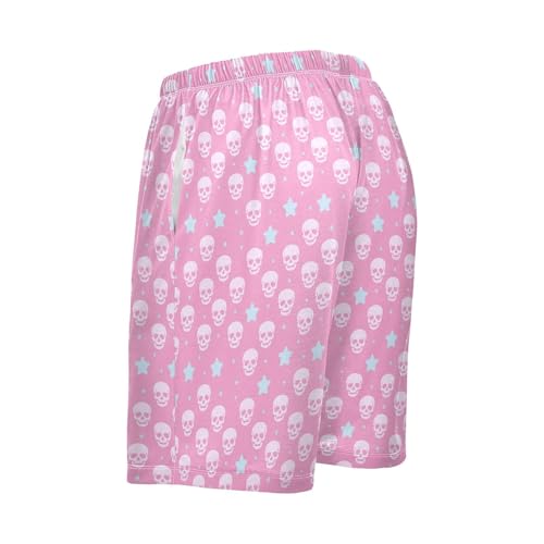 Men's Pajama Shorts Skull Star Pink Athletic Pajama Sleep Bottoms with Pockets 23035733