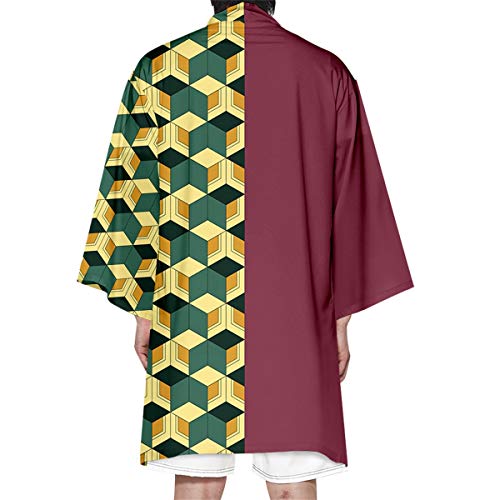 Image of Seidarise Men's Haori, Long Kimono Cardigan Jacket Japanese Style Flying Crane Seven Sleeves Open Front Coat