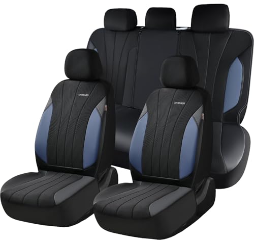 Image of Coverado Seat Covers for Car, Leather Automotive Car Seat Covers 5 Seats, Mesh Breathable Auto Seat Protectors, Driver Seat Covers Universal Fit for SUV, Truck, Vans, Sedan