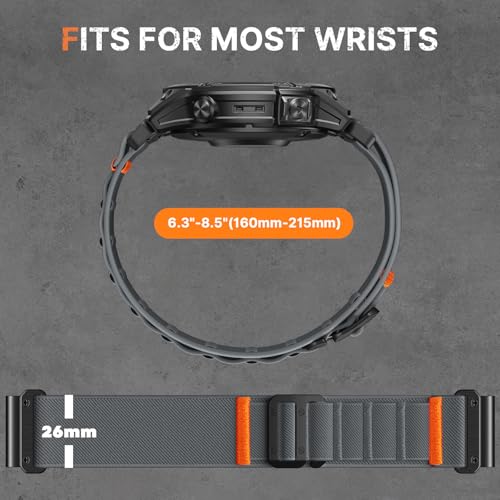 Image of Bandletic Compatible with Garmin Fenix 8 51mm 7X 6X 5X Watch Band - 26mm Quick Fit Rugged Nylon Strap for Fenix 7X 6X Pro /5X Plus /3 /3 HR /Instinct 2X Solar 3 50mm /Enduro /Quatix 7X /Tactix 8 /Epix Pro 2