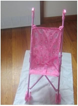 Pink Doll Stroller with Unbrella Handle with Printed Fabric Design on Fabric May Vary Metal Tube & Plastic Wheel 02249