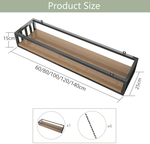 Ceiling Hanging Plant Shelves - Floating Storage Shelf for Flower Pots, Wine Rack, Home Decor - Wall-Mounted Rack for Living Room, Kitchen, Balcony, Bar (100x25x15cm)