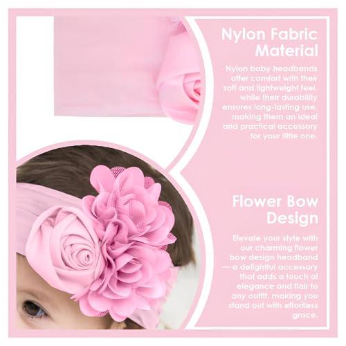 Image of SYGA Baby Rose Flower Stretchable Headband With Uv Protection Cat Type Sunglasses Stylish Combo For Toddlers And Kids (Pink)