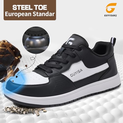 Steel Toe Shoes for Men Women Splash-Proof Work Shoes for Men Cushioning Men's Safety Shoes Soft Sole Steel Toe Sneakers Industrial Construction Warehouse Shoes2