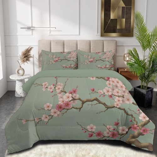 Edredón de verano de estilo floral chino 140x200cm con acabado premium suave verde claro 2