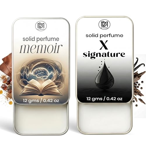 Image of Dr.Mashur Solid Perfume |x signature&Memoir Alcohol Free Wax Perfume Balm, Long Lasting | Pocket Tin 12g, Pack Of 2| Non Greasy Smooth Glide, Travel Friendly Men And Women