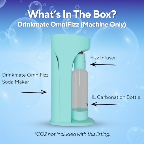 Image of Drinkmate OmniFizz Sparkling Water Maker & Soda Streaming Machine | Carbonates Any Drink | BPA-Free Bottle | No Batteries or Electricity Required | CO2 Not Included (Arctic Blue)