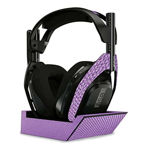 Image of MightySkins Carbon Fiber Skin Compatible with Astro A50 Wireless Headphones + Base Station (Gen 4) - Purple Pleather | Protective, Durable Textured Carbon Fiber Finish | Easy to Apply