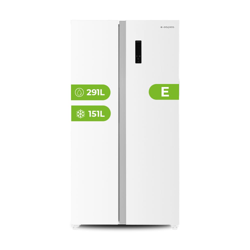 Aspes Frigorífico Americano Blanco, 2 Puertas. AA18901ENF, Capacidad 442 Litros, No Frost, Multi Air Flow, 39 dB, Puerta Única Dirección, Apertura con Tirador, Clase E