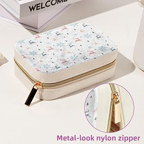 Boîte à bijoux élan de Noël compacte et protectrice, support rigide zippé pour vos colliers