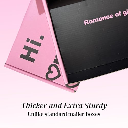 Image of Black and Pink Romantic Small Shipping Boxes, 9.8 x 6.3 x 2 inches, 10 Pack Corrugated Cardboard Mailing Boxes