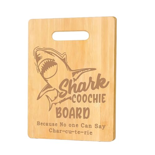 Tabla de cortar de madera con forma de tiburón, tabla de charcutería de doble cara, tabla de queso con diseño de tiburón, divertidas tablas de madera de cocina de 28 x 21,5 cm para carne, mariscos