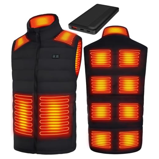 Cubovie Beheizbare Weste, beheizbare weste herren mit akku, heizweste mit 13 Heizzone, 3 Einstellbar Temperatur, Wärmeweste Winter Regenjacke Kleidung mit Akku(Schwarz,L)
