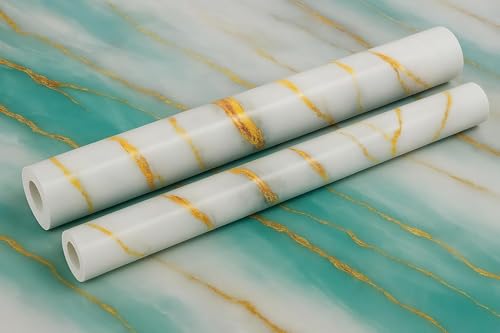 Image of TEKCOOL Premium Wallpaper Stickers for Wall Kitchen Platform Home Decorative Waterproof Oil Proof 60 * 200 CM (Green Gold-3pc)