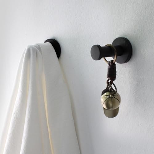 lyualma 6 Stück Rostfreies Matte Schwarz Handtuchhaken, Rund Kleiderhaken Schwarz, Garderobe Haken mit Schrauben, Kleiderhaken Platz Sparen für Badezimmer Küche Schlafzimmer