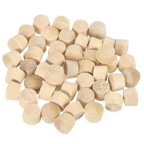 Image of uxcell Pocket Hole Plugs, 50Pcs 1 /2 Inch - Flat Head Wood Plugs Wooden Button Plugs Wood Screw Covers Furniture Screw Hole Plugs Wood Plugs for Screw Holes