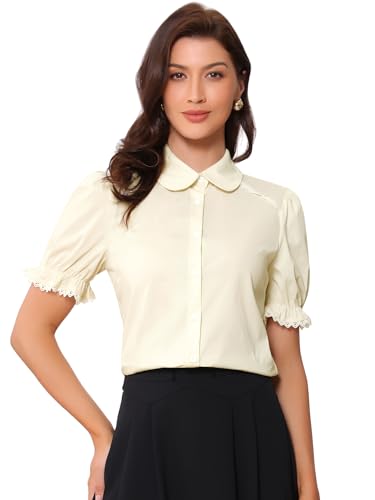 Chemisier vintage col claudine chemisette boutonnée manches courtes femme 2025