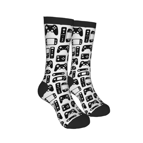 bassyil Video Game Controller Socks Novelty Crew Socks Casual Crazy Dress Socks For Women Men