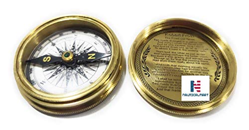 Brújula de latón Robert Frost con estuche de terciopelo miniatura 3