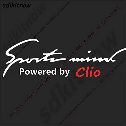 FIOLTY Nueva 8x28cm impulsado por el Deporte de la Etiqueta engomada Divertido Creativo Styling Puerta Decoración Accesorios para Renault Clio 2 3 4: Blanco